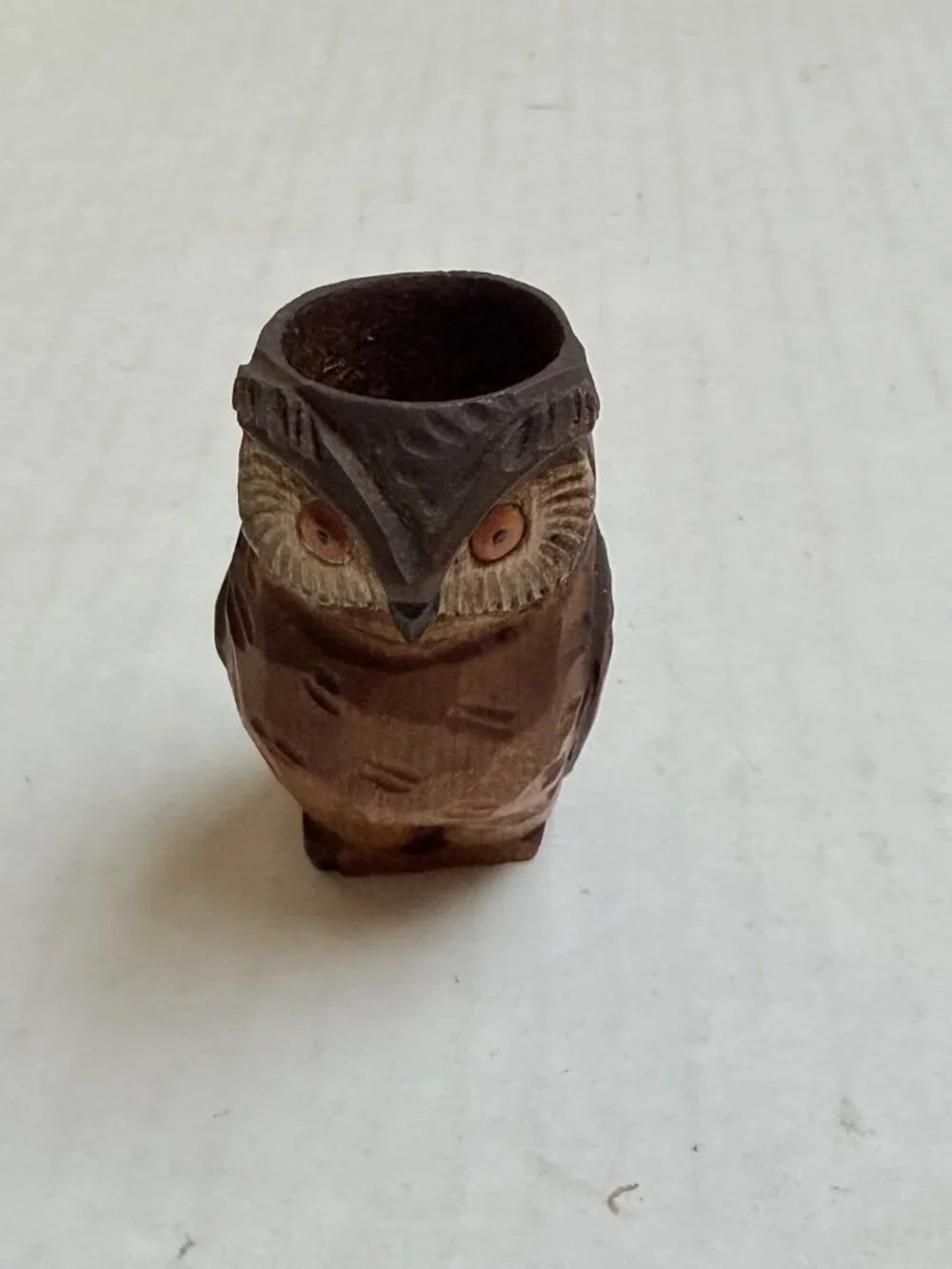 Handmade‎ Carved Wooden Mini Owl Figurine Decorative Collectible Bird Folk Art